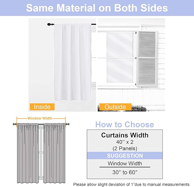 Simplebrand Ava Pure White Curtains for Bedroom 84 Inch Length 2 Panels Set, Light Filtering Window Treatment, Light Filtering Curtain Drapes, Soft Casual Rod Pocket Privacy Curtains, W40 x L84 Inch