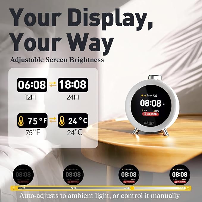 MOMILLA Alarm Clocks for Bedrooms, 2.8" Color Display, 4 Alarms Easy to Set - Image 8