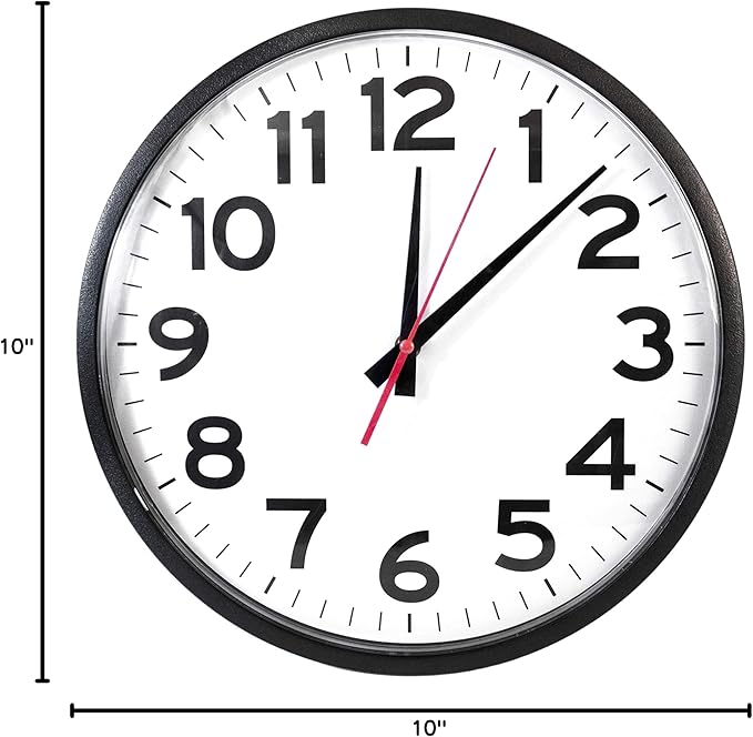 Ultimate Wall Clock | 10 Inch | Silent | Round | Quartz | Black | Kitchen | Office | Bedroom | Study | Classic | Indoor | Outdoor | Unbranded | Battery Operated | Modern D??cor | Sweeping