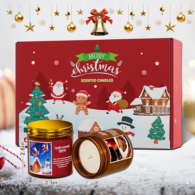 Christmas Candle Set, 6 Pack Candles for Home Scented, Aromatherapy Jar Candle Gifts for Women, Natural Soy Wax Long Lasting Glass Candle Set, Scented Candles for Christmas, Birthday, Thanksgiving Day
