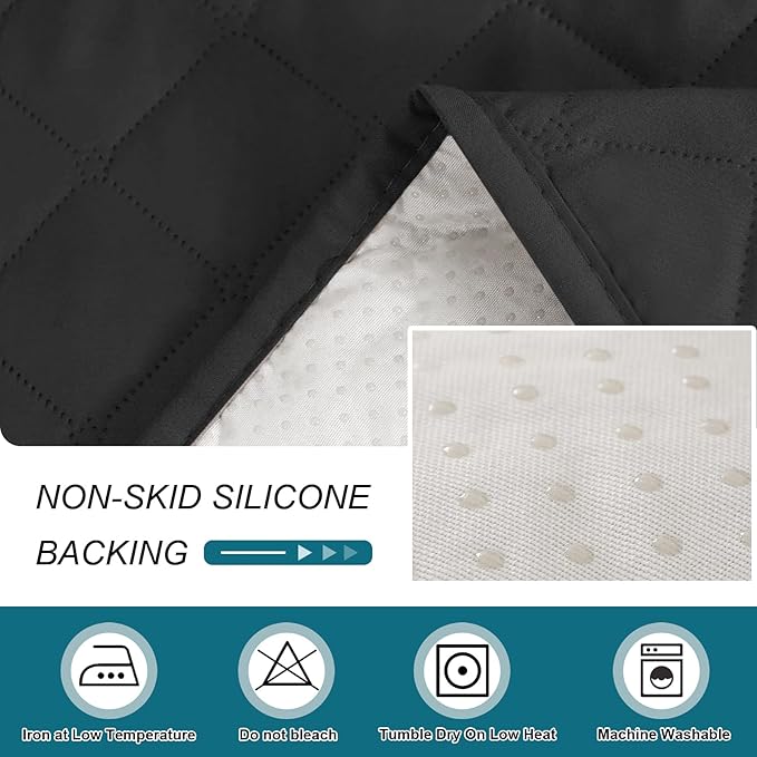 Turquoize 100% Waterproof Sofa Covers Chaise Lounge L Shape Sofa Protector Slip Cover Triple Non-Slip Sofa Slipcover for Chaise Sectional Couch Cover for Pets, Kids (Chaise, Black)