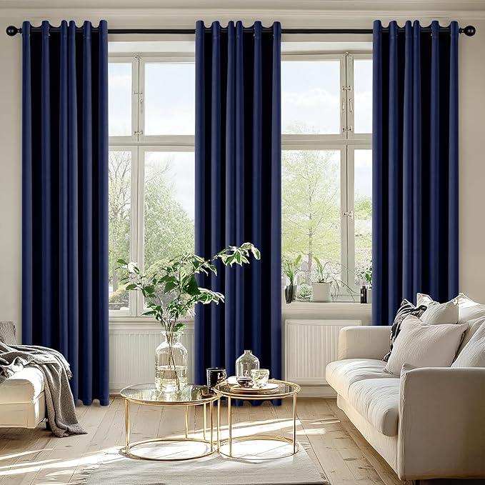 MIULEE Navy Blue Blackout Curtains for Bedroom Living Room 78 Inches Long 2 Panels, Thermal Insulated Room Darkening Drapes Grommet Noise Reducing Light Blocking Window Treatments 40x78 Inch