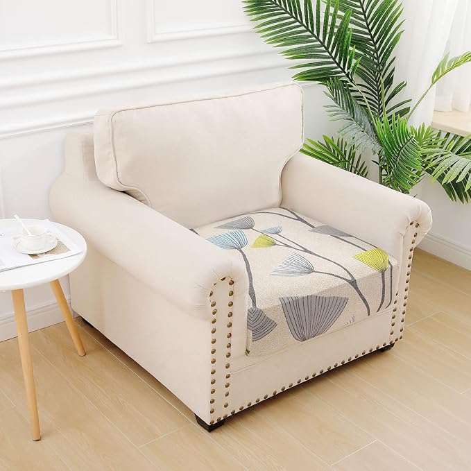 hyha Printed Couch Cushion Covers, Floral Sofa Covers Washable for Cushion Couch, Stretch Pattern Outdoor Cushion Covers for Patio Furniture with Elastic Bottom(Small, Dandelion Flower)