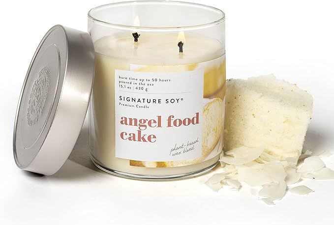 Signature Soy Lidded Angel Food Cake Scented Candle, Large Jar