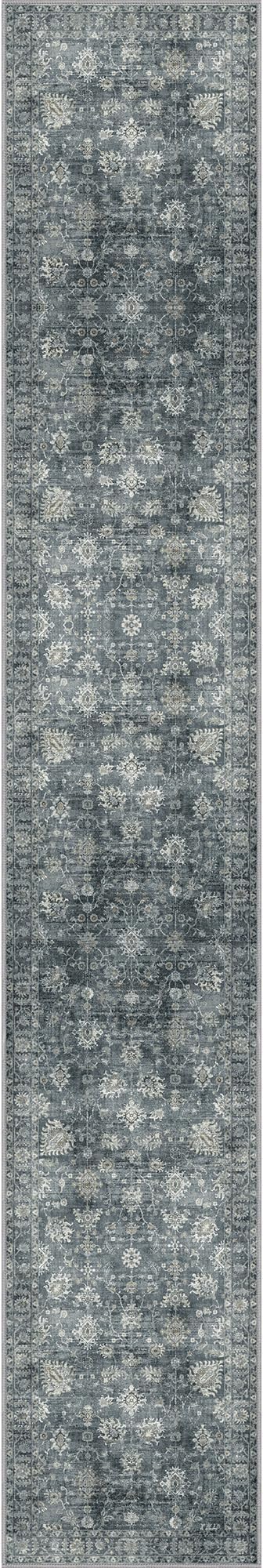 GENIMO Runner Rug for Hallways Machine Washable, 2x12 Non Slip Boho Vintage Lightweight Washable Runners, Thin Floor Rugs for Entryway Hallway Bathroom Laundry Room Corridor, Ashen Taupe