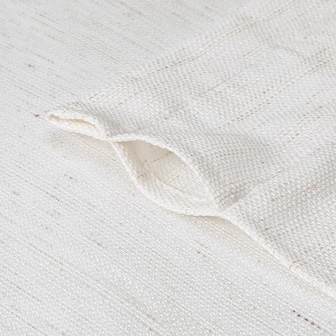 Chyhomenyc Bennet Faux Linen Slub Textured Semi Sheer Small Window Kitchen Valance Curtain, Rod Pocket Cafe Valance for Bathroom Laundry Basement, 30Wx14L inch, 2 Piece, Natural