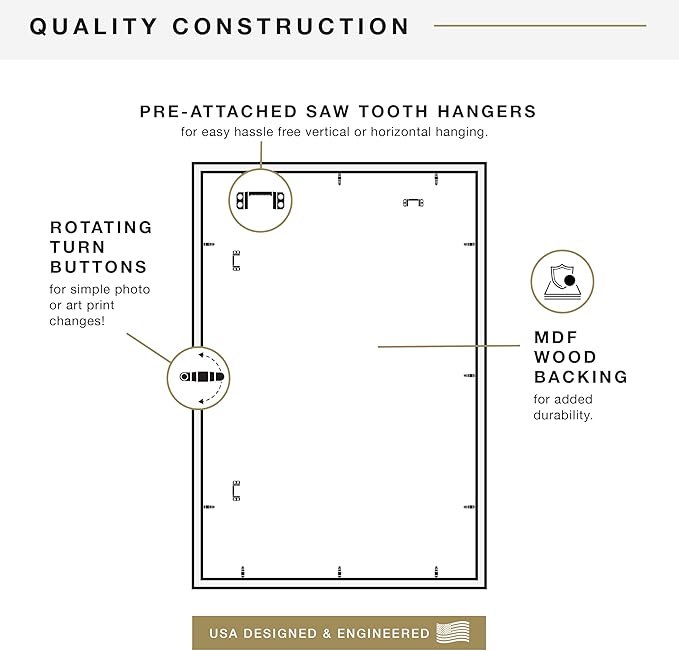 MCS Studio Gallery Movie Poster Frame 27x40 Black Woodgrain Engineered Wood, Vertical & Horizontal Wall Hanging Large Picture Frame for Photos, Artwork & Custom Posters (2-Pack)
