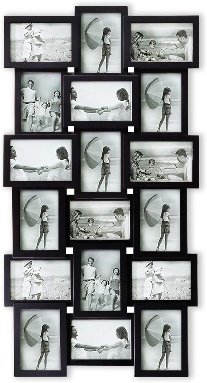 HELLO LAURA - Photos Collage Frame for Wall 18 Opening Picture Frames in 4x6 Inch Photo Frames Collage for Wall Decor for Family Friends Gifts for Home Living Room - Classic Black