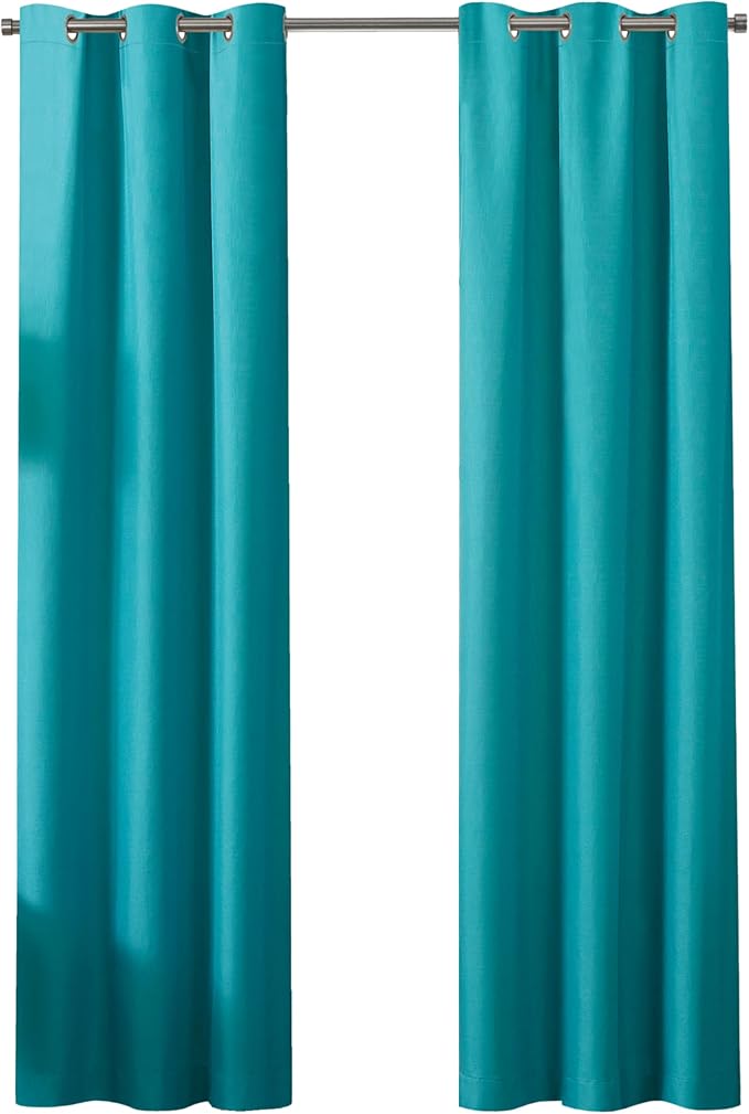 Eclipse Kendall Blackout Curtain, Thermal Insulated Grommet Window Panel, Noise Reducing Curtains for Bedroom, Living Room or Nursery, (1 Panel), 54 in Long x 42 in Wide, Turquoise