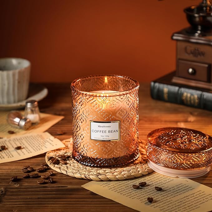 Coffee Scented Candles, Christmas Winter Candle Gifts for Women Large Natural Soy Candle, 88 Hours Burning Time, Decorative Candles in Glass, 19oz