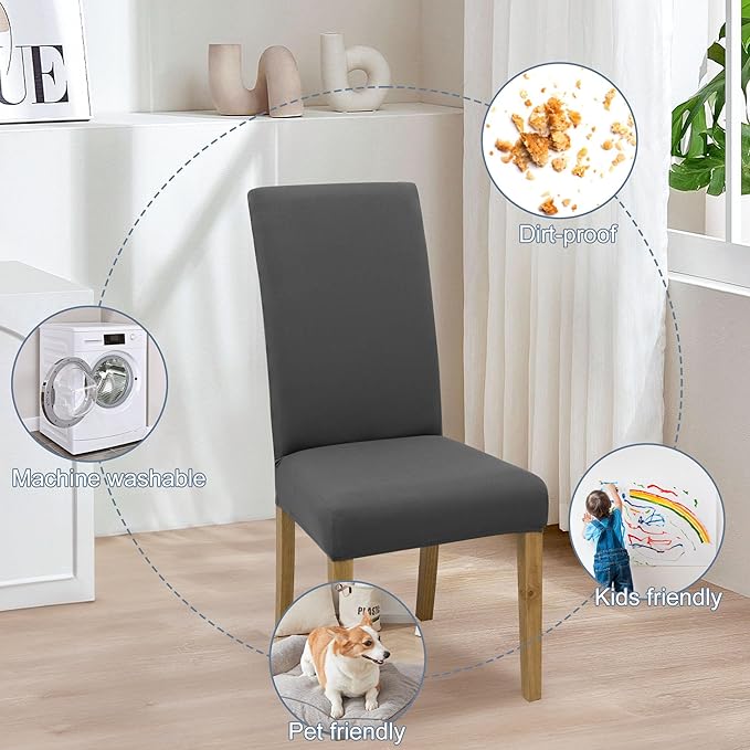 BIETYONE Chair Covers,Dining Room Chair Covers Set of 8,Stretch Kitchen Chair Cover,Washable Dining Chair Cover,Parsons Chair Slipcovers Protective,for Home,Restaurant,Banquet