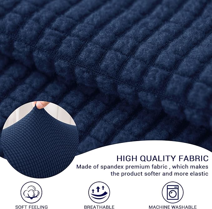 SUBRTEX Stretch Couch Arm Covers Set of 2, Checkered Sofa Arm Slipcovers, Anti-Slip Armrest Covers for Recliner and Armchairs, Pet Proof, High Stretchy, Hook & Loop Tape, Navy