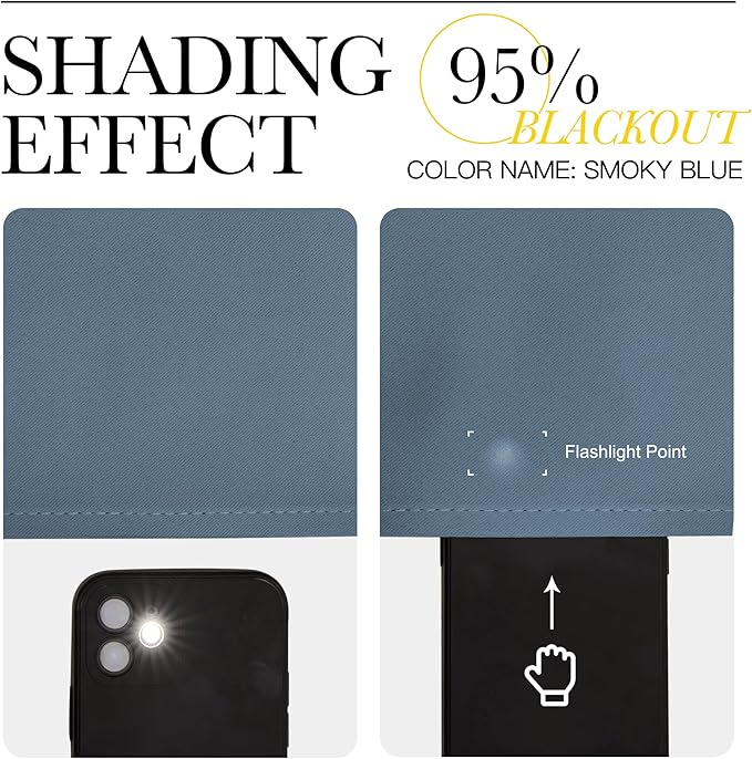NICETOWN Smoky Blue Blackout Curtains 63 inches Long, Grommet Room Darkening Window Treatment Thermal Insulated Drapes Sound Reducing for Bedroom, W46 x L63, 2 Panels