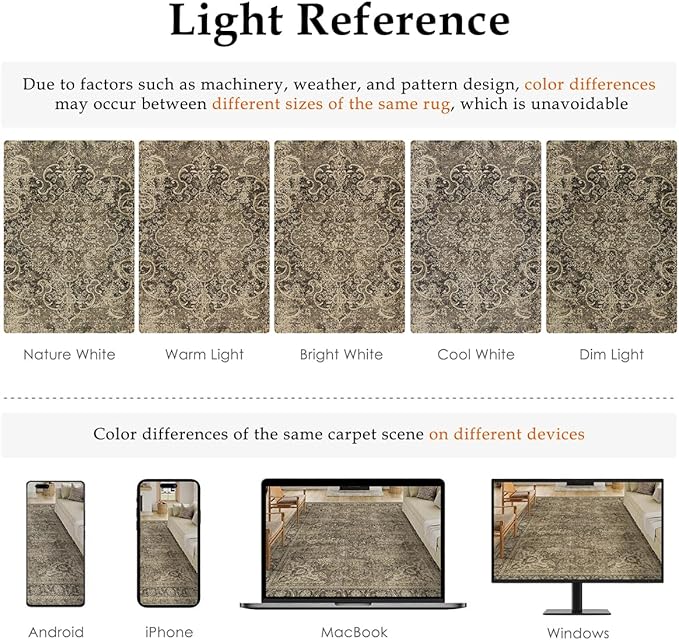 9x12 Washable Area Rug Brown Vintage Non Slip Soft Low Pile Rug for Living Room Bedroom Dining Room Office Distressed Oriental Indoor Large Throw Carpet for Home Decor