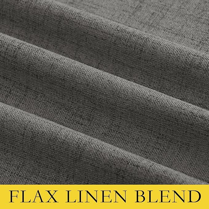 NICETOWN Grizzle Gray Vintage Linen 100% Blackout Curtains for Living Room, Thermal Insulated Curtains 72" Long, Noise Reducing Window Treatment Drapes for Hall Room, 52" Wide Per Panel, Set of 2