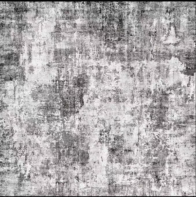 8x8 Square Area Rug Living Room – Non-Slip Washable Large Floor Carpet for Bedroom Dining Room Playroom Room – Modern Abstract Neutral Thin Low-Pile Big Indoor Rug (Grey)