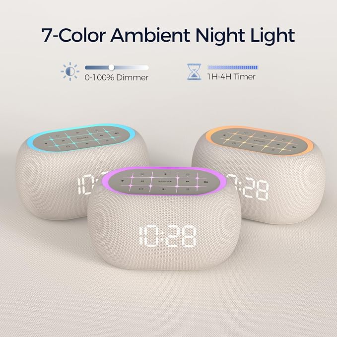 ANJANK Alarm Clock Radio with Dual Alarm for Bedroom, 7-Color Night Light,0-100% Dimmer, 8 Sounds + Gentle Light Wake UP,16-Level Volume,Bedside Digital FM Radio with Sleep Timer, Clock for Kids Teens - Image 7