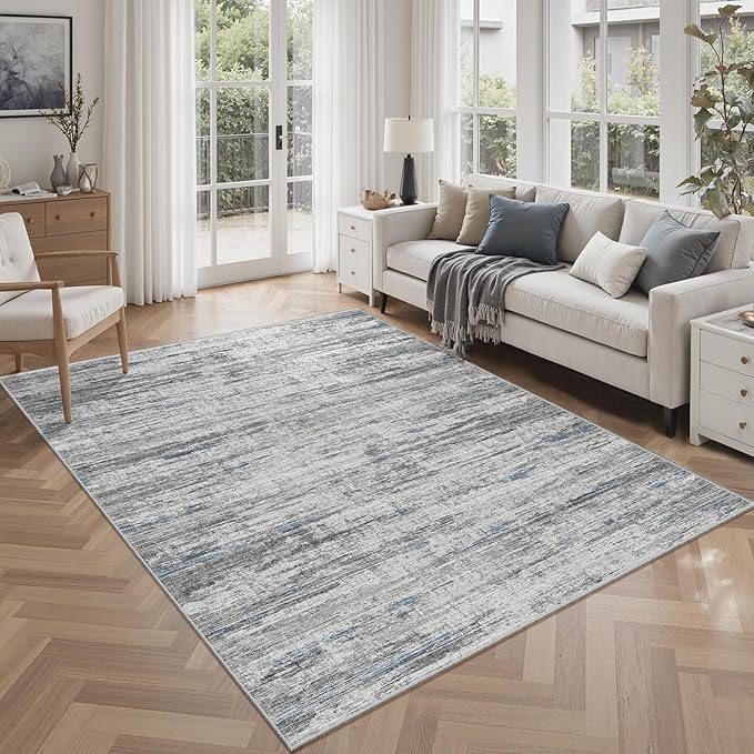 4x6 Rug - Stain Resistant Abstract Washable Rugs, Anti Slip Area Rugs for Living Room,Modern Low Pile Carpet with Rubber Backing Home Decor Small Area Rug
