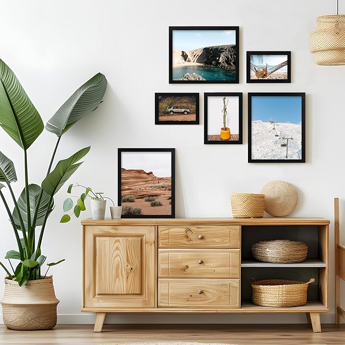 Fixwal Black Picture Frames, 10 Pack Collage Picture Frame Set for Wall Gallery Wall Frame Set, Hanging or Tabletop Display Multi Sizes Photo Frames Including 8x10, 5x7, 4x6