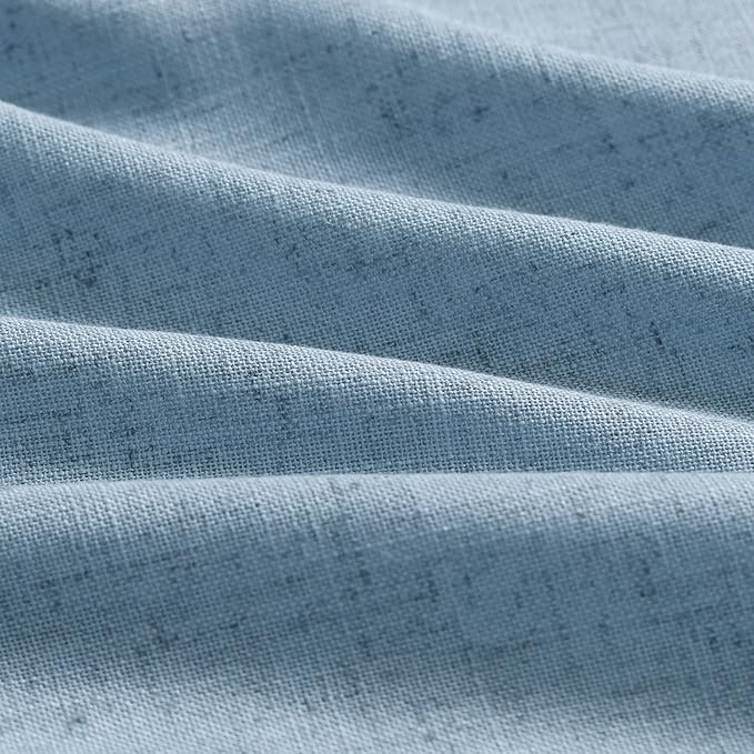Nanspring Dusty Blue Linen Curtains 95 Inch Length for Living Room 2 Panel Set Burlap Textured Semi Sheer Linen Drapes Rustic Country Window Treatment Farmhouse Drop Cloth Curtain for Dinning Room