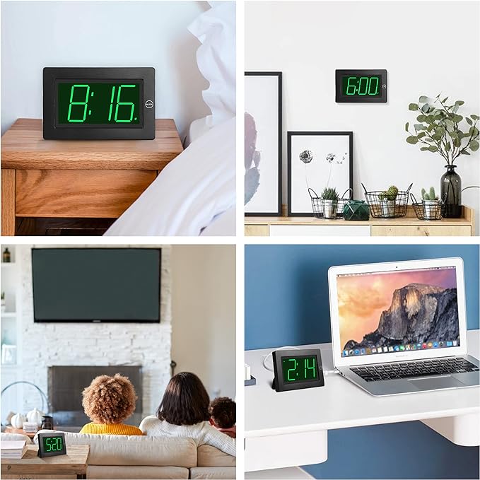 Alarm Clock,3" LED,3-level Brightness,Battery Operated,Wall-mount/Table-top - Image 7