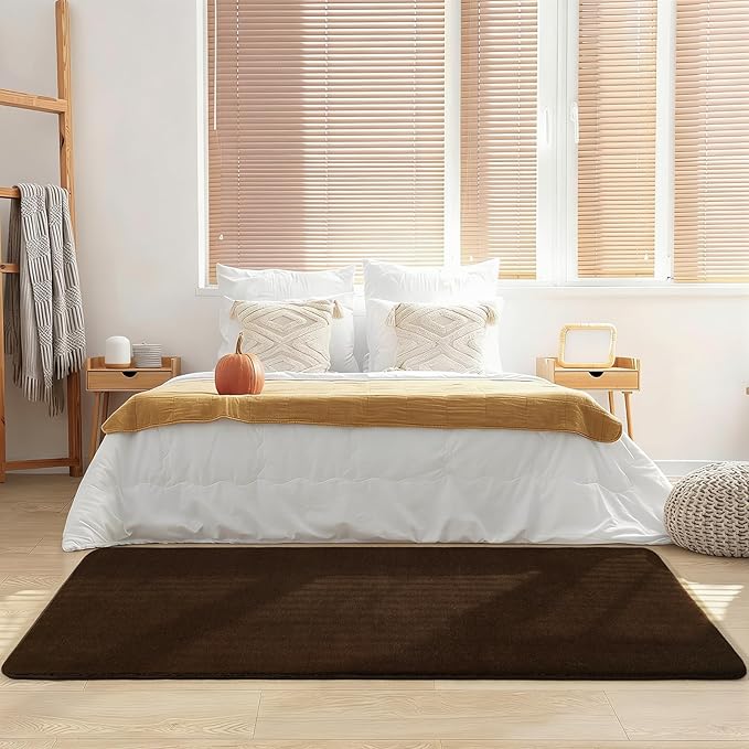 Amearea Modern Soft Hallway Runner Rug, 2x6 Feet Washable Runner Rugs for Hallway, Brown Fluffy Rug Bedroom Bedside Rugs, Non Slip Memory Foam Rug Carpet for Entrance Kitchen Living Room Decor