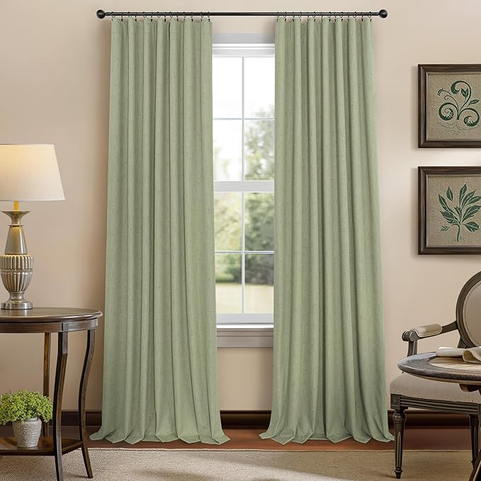 Nursery Blackout Curtains for Baby Girls Room Boys Bedroom Boho Cottagecore Cottage Core Home Decor Sage Green Curtains for Living Room 90 Inches Long 2 Panel Set Light Sage Pale Grey Green Gray Drape