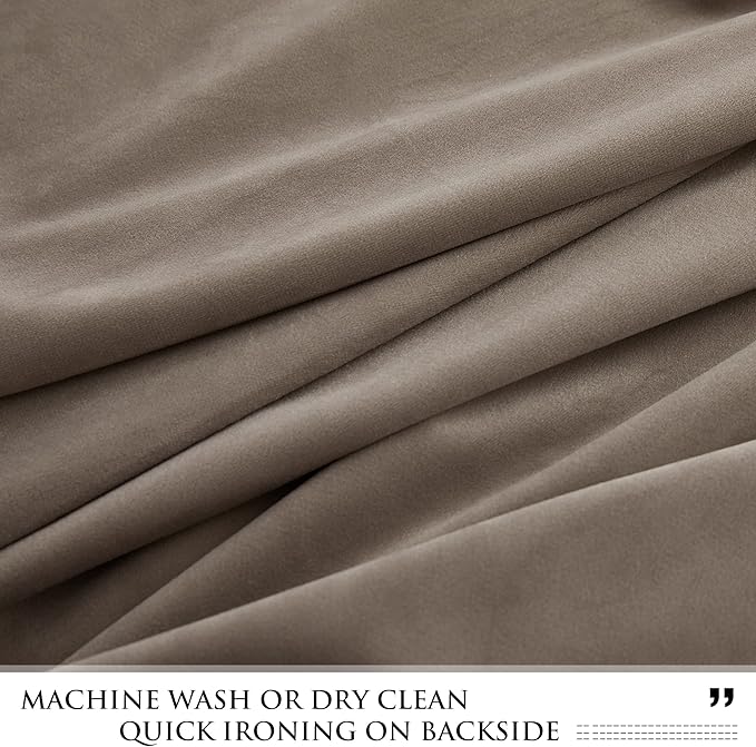 StangH 2 Panels Velvet Curtains Taupe Farmhouse Decor 96 inches Long, Super Soft Window Drapes Heat & Cold Blocking for Nursery Light Blocking for Kid Bedroom, W62 x L96