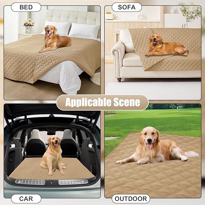 Smiry Waterproof Dog Bed Cover Pet Blanket, Soft Washable Dog Blanket for Furniture Bed Couch Sofa Reversible, Checkered (40"x80", Camel/Camel)
