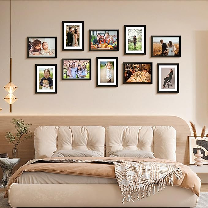 FIXSMITH 5x7 Picture Frame Set of 2, Photo Frame with HD Plexiglass, Display Pictures 4x6 with Mat or 5x7 Without Mat Multi Picture Frames Collage for Tabletop or Wall Display, Black