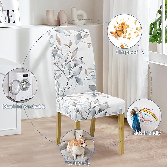 BIETYONE Chair Covers,Dining Room Chair Covers Set of 4,Stretch Kitchen Chair Cover,Washable Dining Chair Cover,Parsons Chair Slipcovers Protective,for Home,Restaurant,Banquet