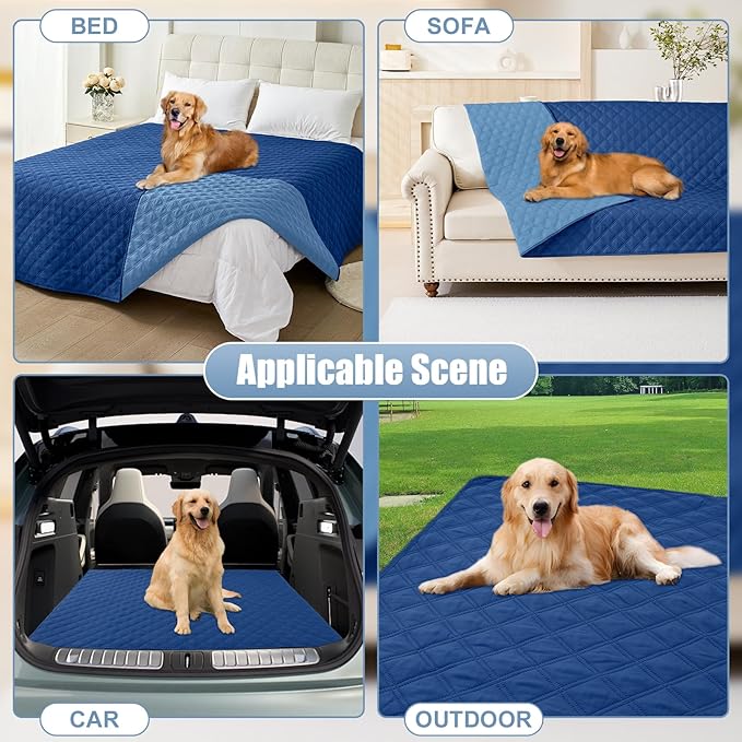 Smiry Waterproof Dog Bed Cover Pet Blanket, Soft Washable Dog Blanket for Furniture Bed Couch Sofa Reversible, Checkered (40"x80", Navy/Blue)