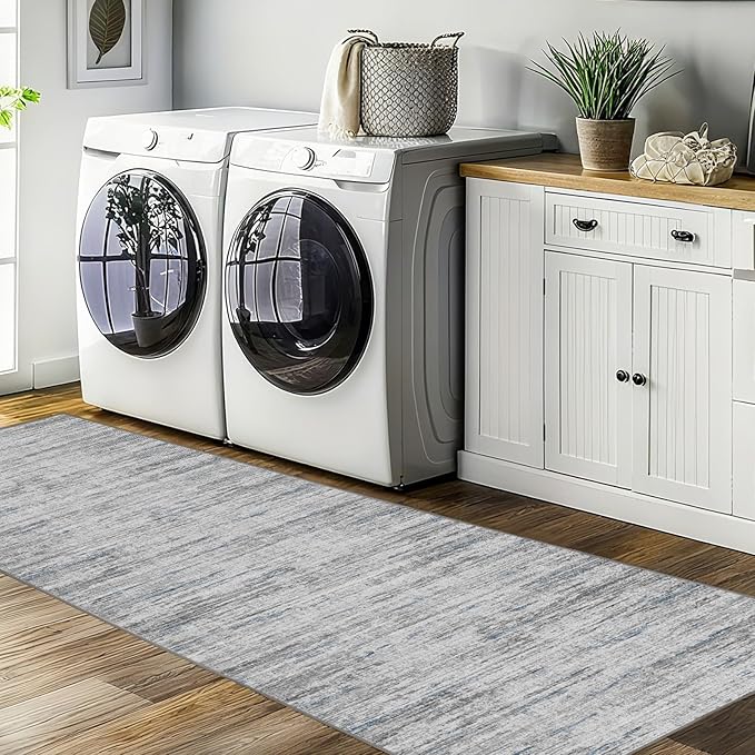 Runners for Hallways 2x8 Kitchen Runner Rugs,Modern Abstract Rug Runners for Entryway,Stain Resistant Washable Runner Rug Non-Slip 8ft Carpet Rug for Bedroom Living Laundry Room,(Blue/Grey,2'x8')