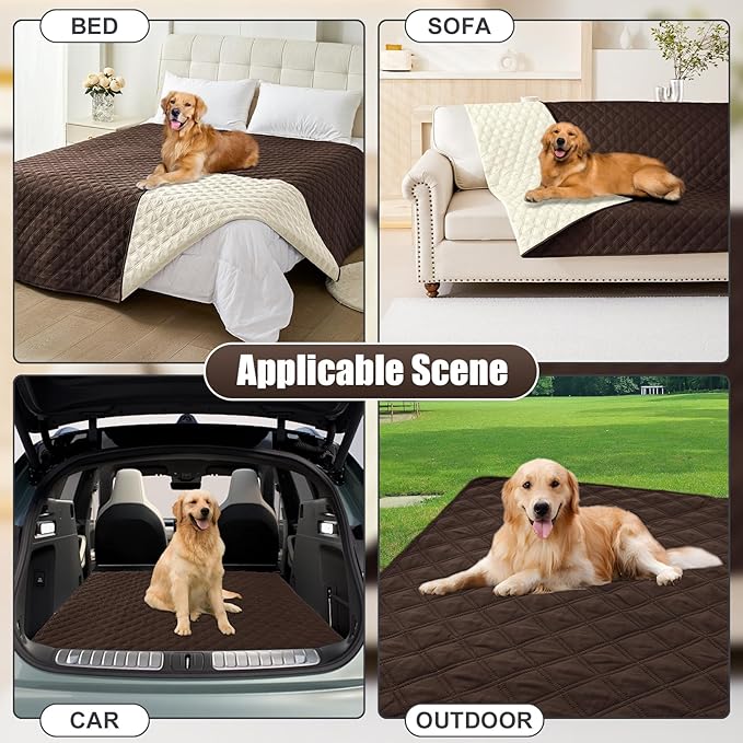 Smiry Waterproof Dog Bed Cover Pet Blanket, Soft Washable Dog Blanket for Furniture Bed Couch Sofa Reversible, Checkered (30"x53", Chocolate/Beige)