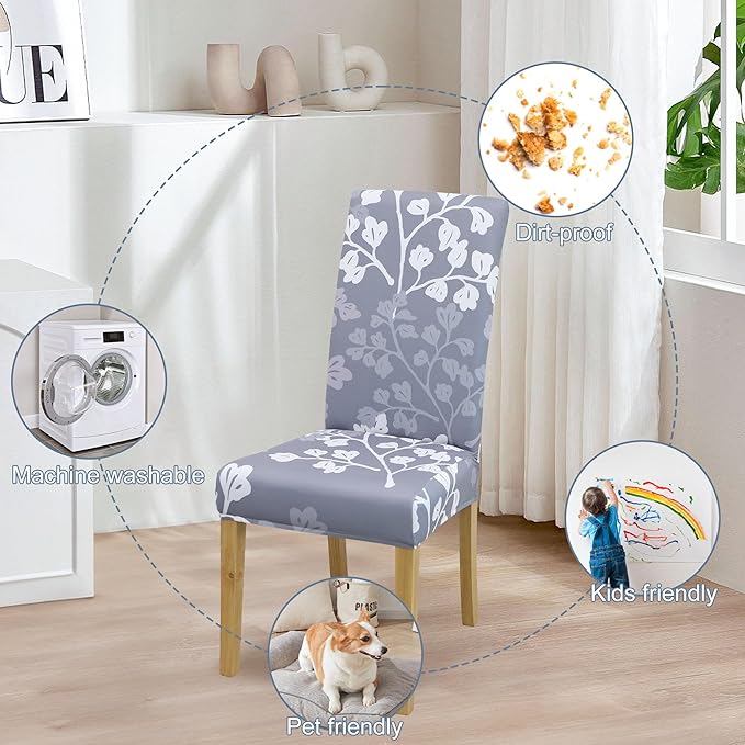 BIETYONE Chair Covers,Dining Room Chair Covers Set of 6,Stretch Kitchen Chair Cover,Washable Dining Chair Cover,Parsons Chair Slipcovers Protective,for Home,Restaurant,Banquet