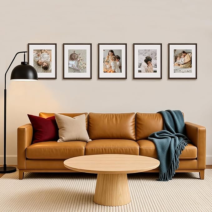 eletecpro 11x14 Picture Frames Set of 10, Picture Frames Collage Wall Decor Display 8x10 Photo With Mat or 11x14 without Mat, Home Decor Gallery Frame for Wall Mounting, Walnut Brown