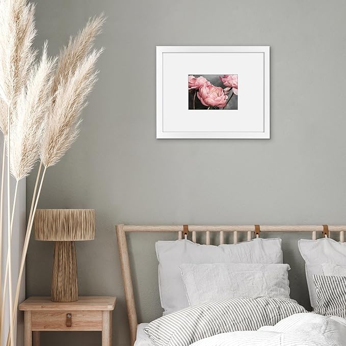 Americanflat 11x14 Picture Frame with Shatter-Resistant Glass - Use as 5x7 Frame with Mat or Display 11x14 Photo Without Mat - Signature Collection - Picture Frames for Wall Display - White