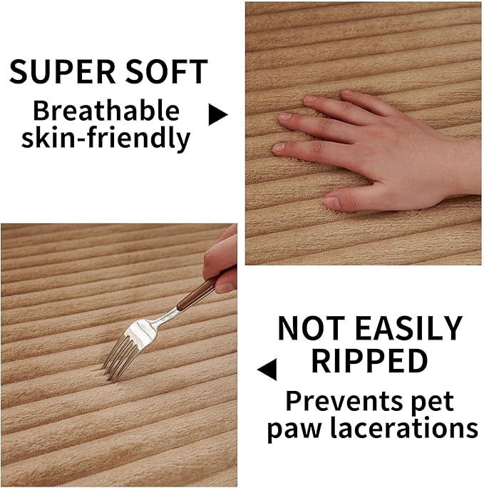 HAOMAIJIA Waterproof Couch Cover for Dogs Washable,Faux Fur Pet Couch Covers for Sofa,Soft Dog Bed Cover Non-Slip Couch Covers for 3 Cushion Couch Sofa Pet Friendly (Khaki, 35" x 47" 1 Pack)