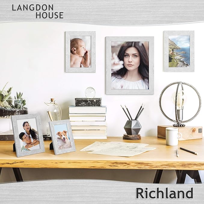 Langdon House 8x10 Picture Frames (Ash Gray, 6 Pack) Woodgrain Style, Richland Collection