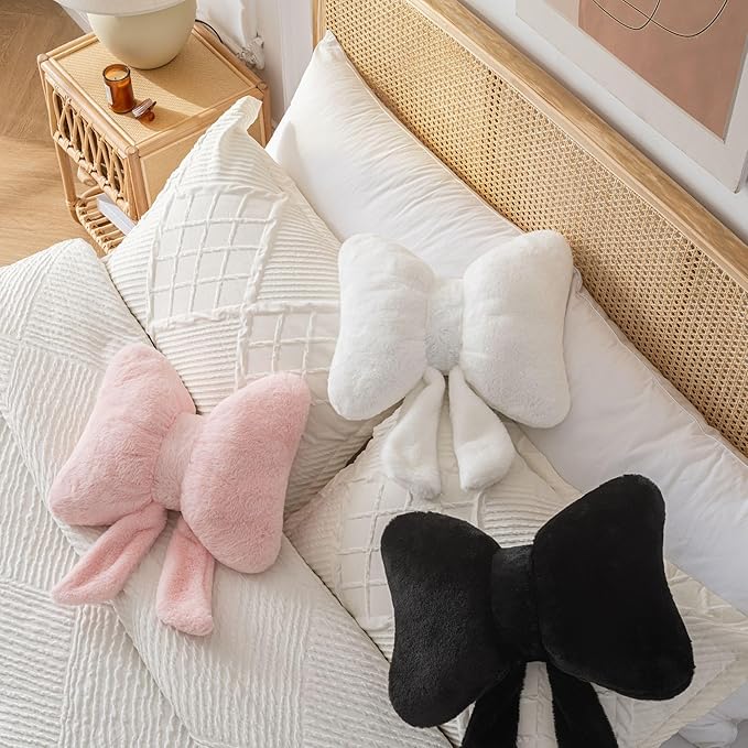 Throw Pillows Bow Pillow Butterfly Shaped Decorative Cute Pillows for Bed Sofa Home Decor,Black 14.5 * 12inch