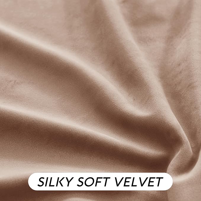 RYB HOME Blush Velvet Curtains 102 inches with Hook Belt, Soft Fabric Room Darkening Thermal Insulated Luxurious Home Decor Curtains for Living Room Bedroom, W 52" x L 102", 2 Panels Set