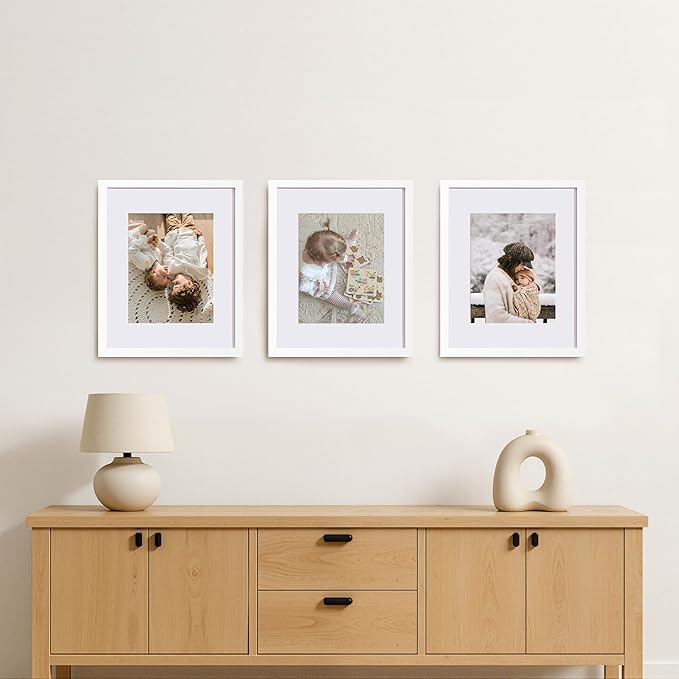 eletecpro 16x20 Picture Frames Set of 5, Gallery Wall Frames Display 11x14 Photo with Mat or 16x20 without Mat, Picture Frame Collage Wall Decor for Wall Mounting, White