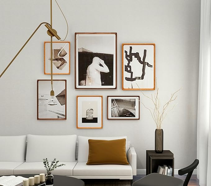 12x16 Picture Frame with Mat for 8.5x11, Natural Teak Wood Handcrafted Rounded Corner with Plexiglass, Vertical or Horizontal Display Photo Document Gallery Poster Wall Mounting Frame