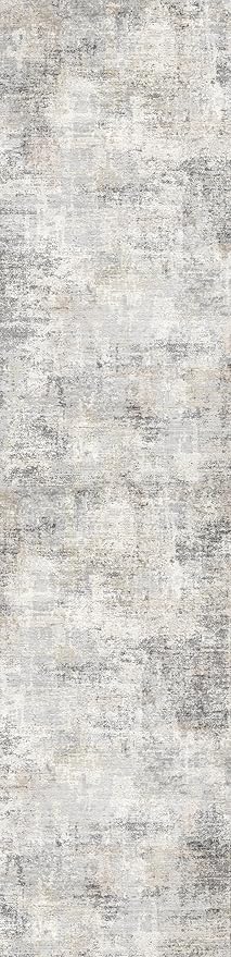 2x8 Washable Hallway Runner Rug – Non-Slip Modern Abstract Neutral Low-Pile Stain-Resistant Carpet Runner for Kitchen Entryway Bedroom Bathroom (Gray Beige,2x8)
