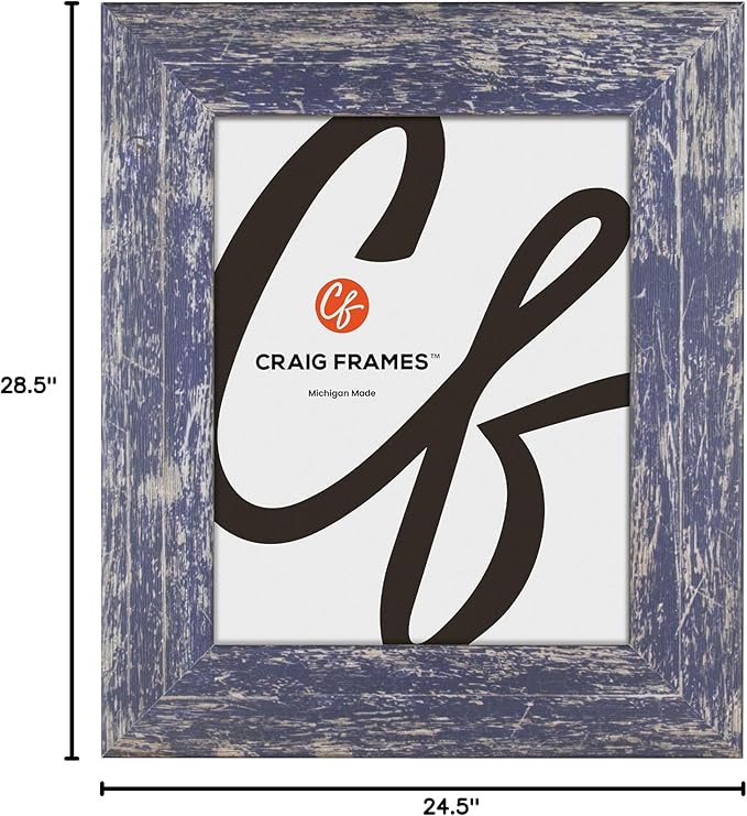 Craig Frames American Barn, 21x25 Picture Frame, Faux Barnwood, Blue
