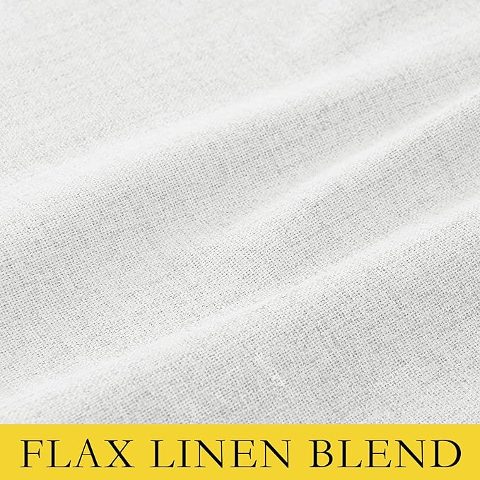 NICETOWN 100% Absolutely Blackout Linen Curtains with Thermal Insulated Liner, Greyish White, 52" Wide, 48" Length Energy Saving Curtains for Living Room 2 Panels Set, Vertical Blinds