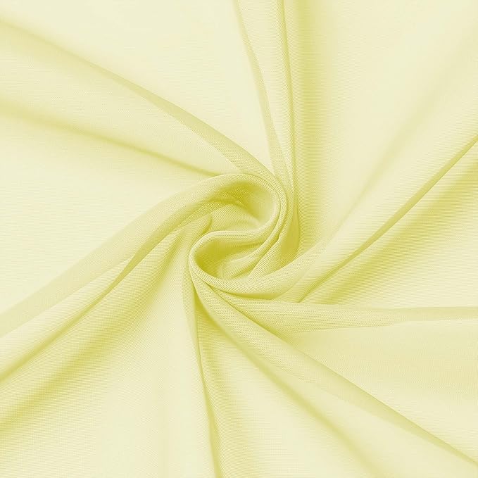 OWENIE Sheer Curtains 63 Inch Length 2 Panels Set for Bedroom Living Room, Modern Soft Solid Light Filtering Sheer Curtain, Rod Pocket Window Treatments, 42" Wx63 L, Light Yellow