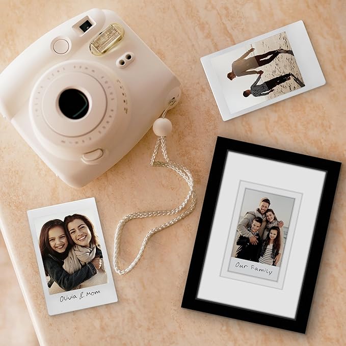 Americanflat 4x6 Picture Frame - Use as 2x3 Frame with Mat for Instant-Print Photos - Black Mini Picture Frames for Tabletop and Wall Display with Shatter-Resistant Glass