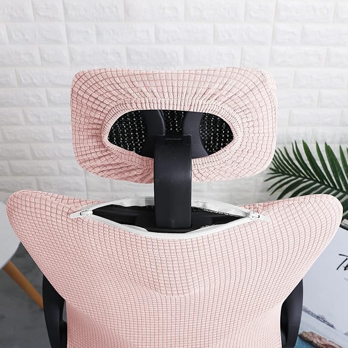 FORCHEER Ergonomic Office Chair Covers Set with Headrest Cover Water Repellent Managerial Chair Cover for Office Executive Chair,Pink