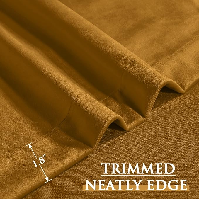 StangH Mustard Gold Curtains for Living Room Super Soft Thick Velvet Light Blocking Noise Reducing Panels for Doorway Dividers/Dining Room/Closet, W42 x L96, 2 Panels